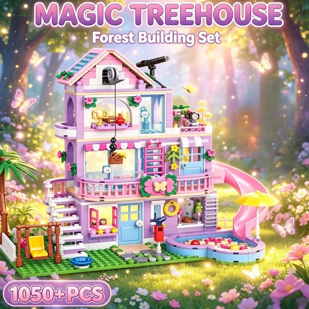 Friend City House Building Blocks Summer Holiday Slide Pool Villa Apartment MOC Bricks Model with Figure Toys for Christmas Gift