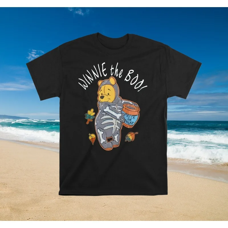 

2025-26 летняя футболка на Хэллоуин для мальчиков и девочек с Винни-Пухом, 100% хлопок, футболка с принтом, семейная одежда для родителей и детей с героями мультфильмов, комфортная одежда