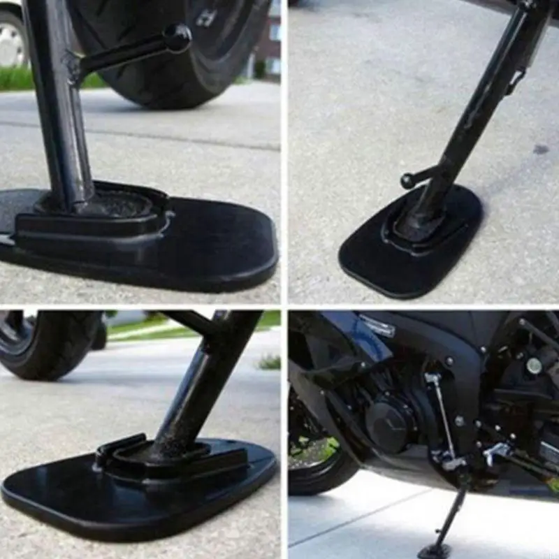 Black Universal Motorcycle Plastic Side Stand  Bike Kickstand Non-slip Plate Side Extension Support Foot Pad Base