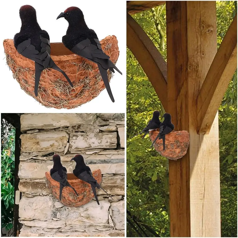Mehrfarbige simulierte Schwalben nest Haupt dekoration Indoor Outdoor künstliche Vögel Figur Zubehör Ornamente