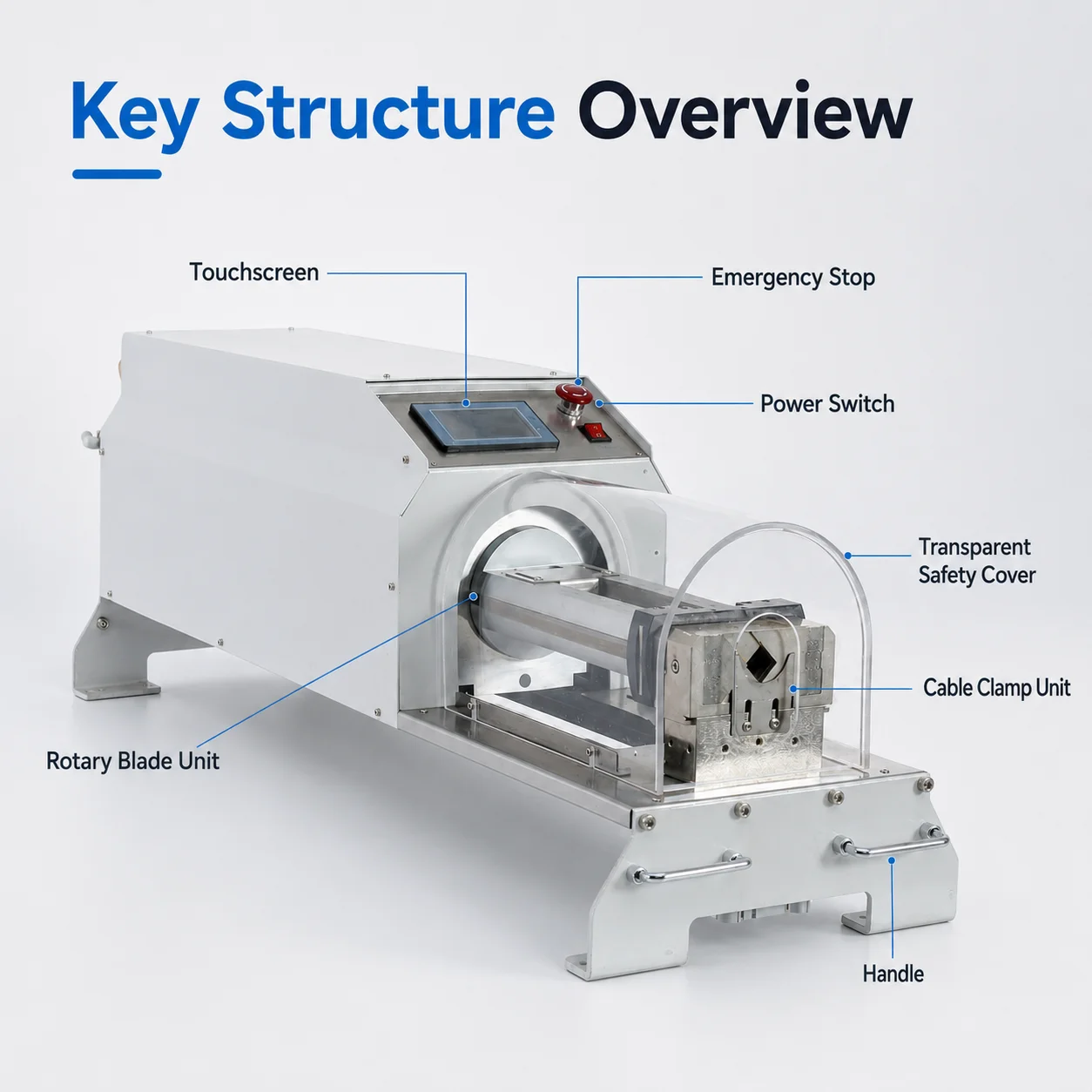 Heavy Duty Rotary Blade Cable Stripping Machine 45mm Large Diameter EV Power Wire Outer Jacket Stripper Factory Price
