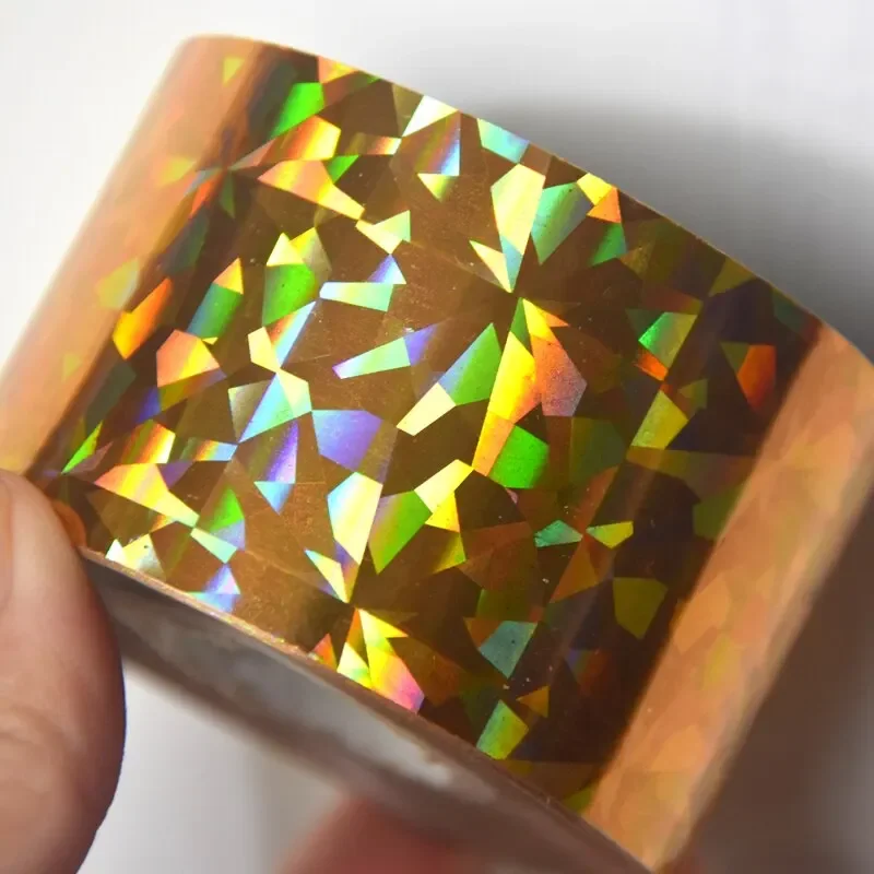 120m Laser Silver Glass Hot Stamping Foils Holographic Nail Transfer Foil Dot Star Waves Foils Paper Colorful Nail Foil Sticker