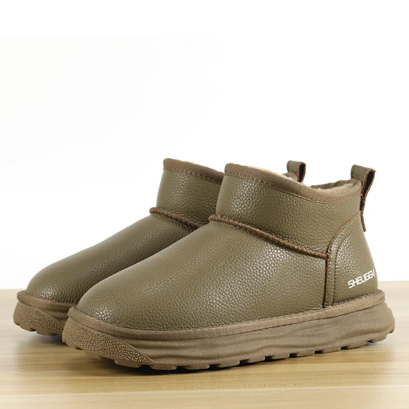 

Men's Winter Waterproof Snow Boots Men Shoes with Thickened and Plush PU Leather Cotton Shoes Anti Slip Snow Cotton Boots