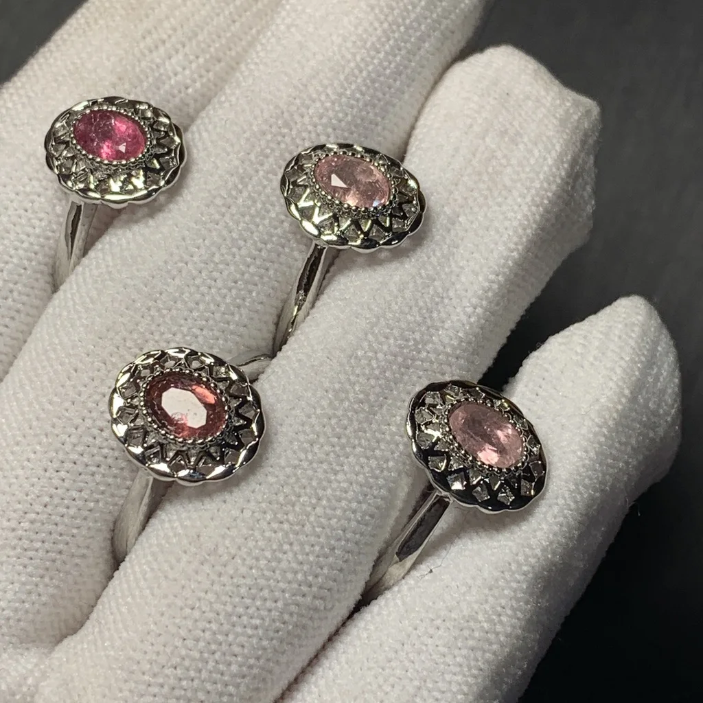 New Arrival Natural Pink Spinel Rings Female  Jewelry For Women Gift Copper Cute Stone Flower