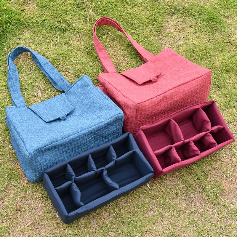 Chinese Style Travel Tea Set Storage Bag Handheld Detachable Inner Container Portable Outdoor Travel Tea Set Storage Bag ZE980