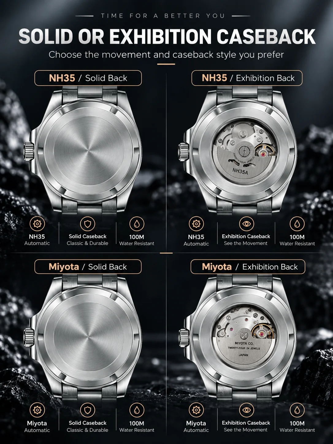 CORGEUT Custom Logo Automatic Watch Men NH35 Miyota Sapphire Crystal Ceramic Bezel 100M Waterproof Luminous Steel Wristwatch