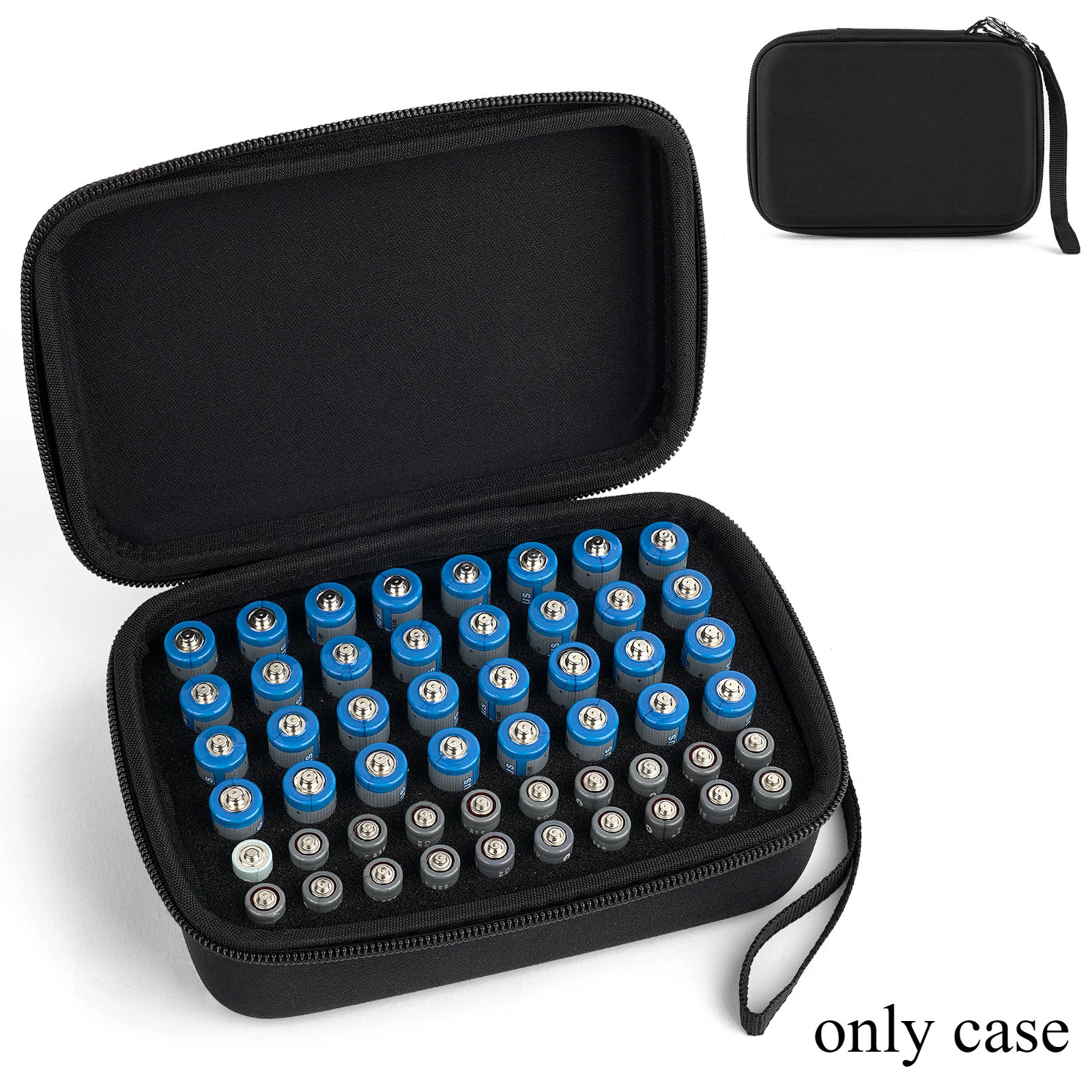 Hard Battery Organizer Storage Box Carrying Case - Holds 32 x AA, 20 x AAA, Total 52 Batteries Bag [Tester Not Included]