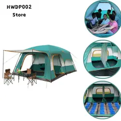 Outdoor Tent Big Space Camping Outing Two Bedroom Tent Ultra-large Hight Quality Waterproof Camping Tents 8-12 Persons Supplies