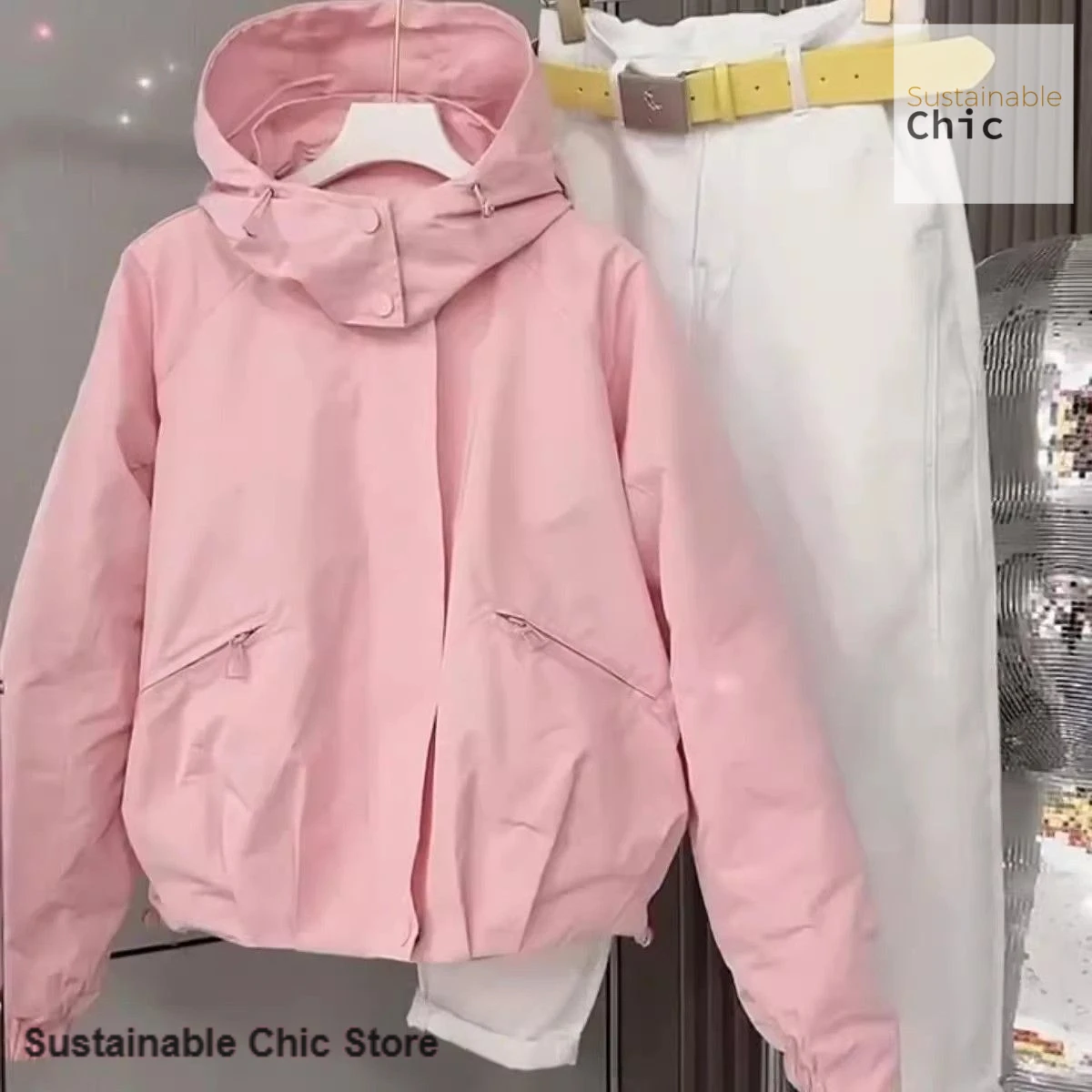 

Корейская однотонная куртка в простом, модном, западном стиле, свободного кроя, повседневная, универсальная, новая женская куртка с капюшоном для весны и осени.