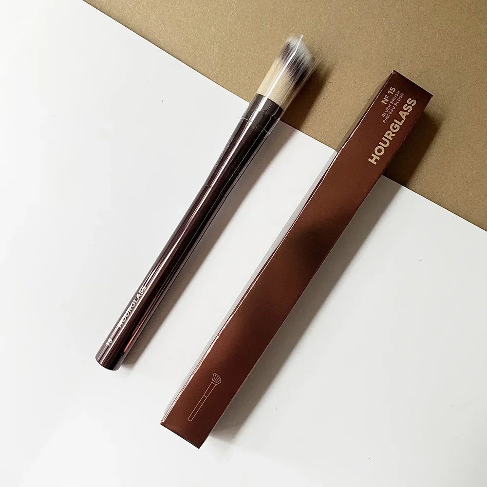 Hourglass Blush Brush No.15 Angled Stippling Contour Makeup Brush with Soft Synthetic Hair Metal Handle