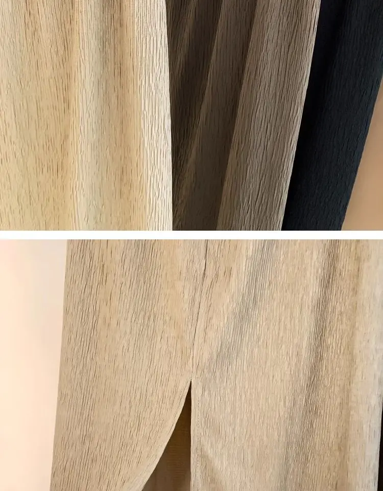 2024 Summer New Elastic Waist Folded Half Length Skirt for Women's Mid Length Split A-line Wrap Hip Texture One Step Skirt