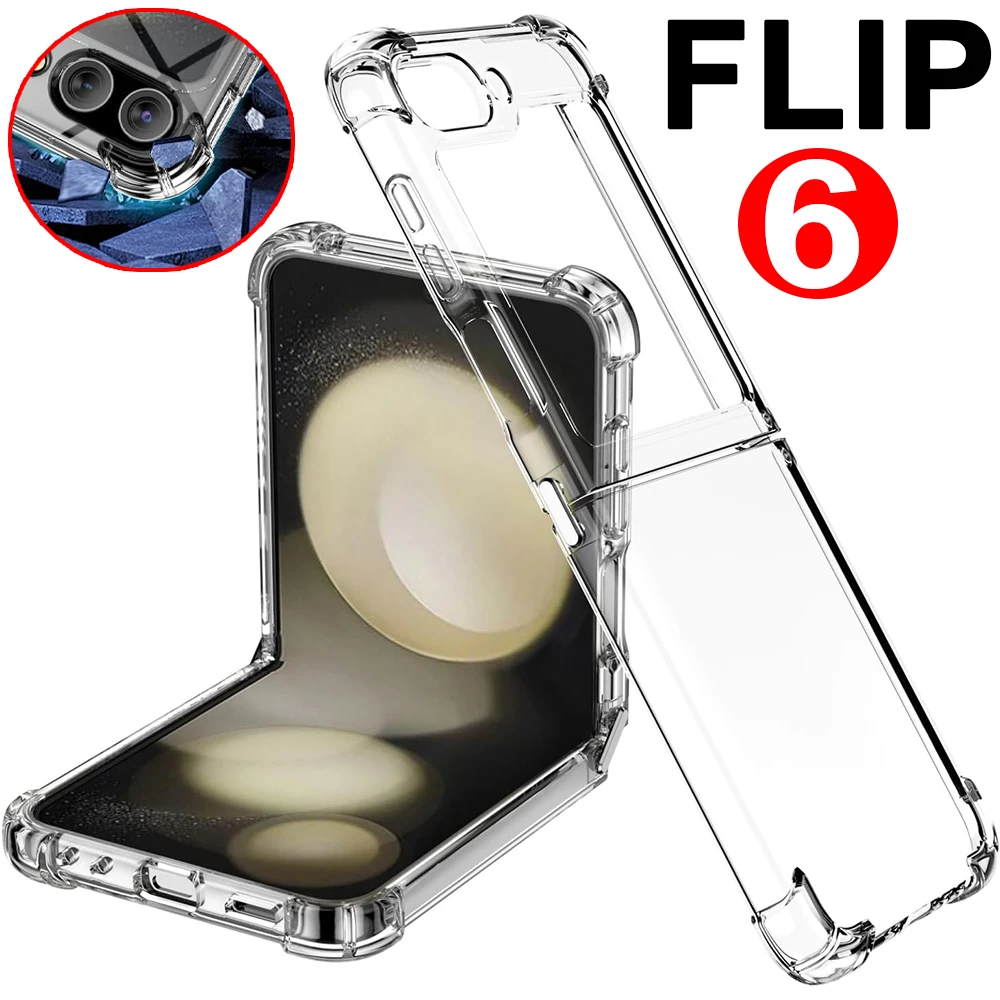 For Samsung Galaxy Z Flip 6 Mobile Phone Case Transparent Shockproof Protection Anti-Yellowing Cellphone Cover for ZFlip 6 Flip6