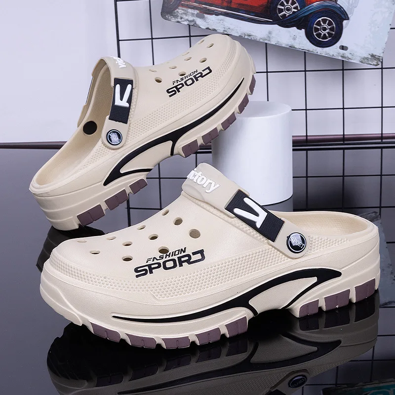 

Hole shoes men's summer wear versatile sandals men's beach shoes casual garden shoes breathable half a pack of cool slippers men