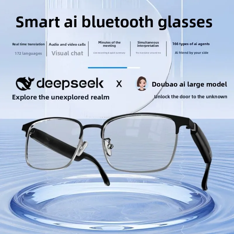 

Smart AI Glasses with Large Model AI Assistant Meeting Minutes Language Translation Make Calls Play Music Bluetooth Earphones