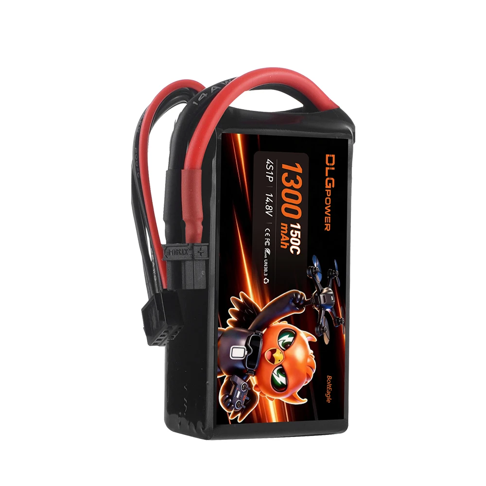 DLG 4S 1300mAh 150C LiPo Battery 14.8V FPV Battery 3.5-inch Cine-Whoop 4-inch Freestyle/Long-Range FPV Drone RC Cars RC Boats