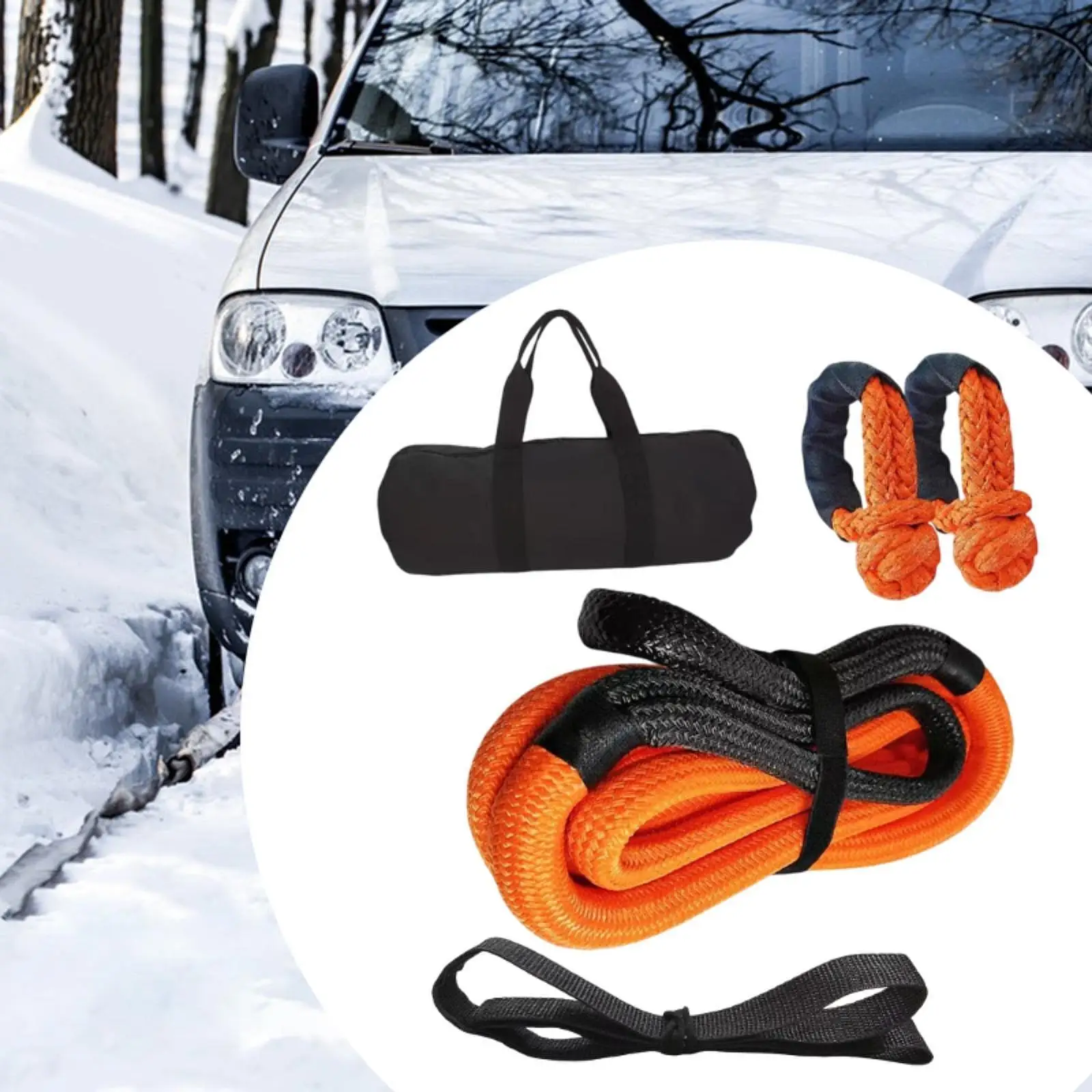 Kinetic Recovery Tow Rope Heavy Duty Orange Towing Strap for UTV Vehicle ATV