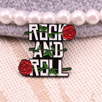 fashion rock and roll rose badge lapel pin for clothes bags