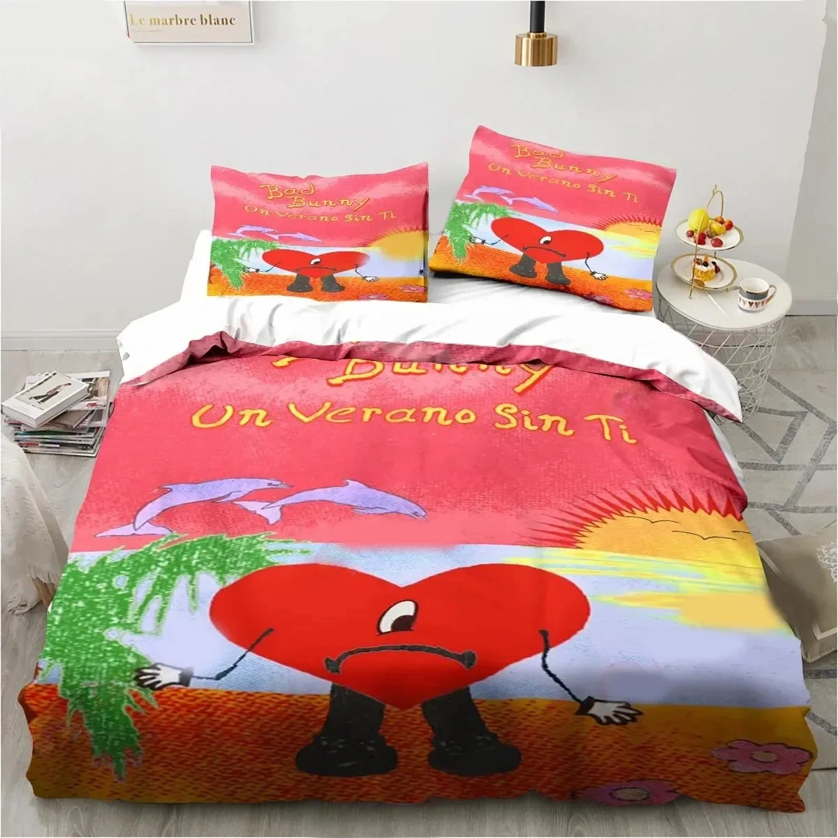 3D Printing Funny Bad Bunny Un Verano Sin Ti Bedding Set Duvet Cover Bed Set Quilt Cover Pillowcase Comforter king Queen Size