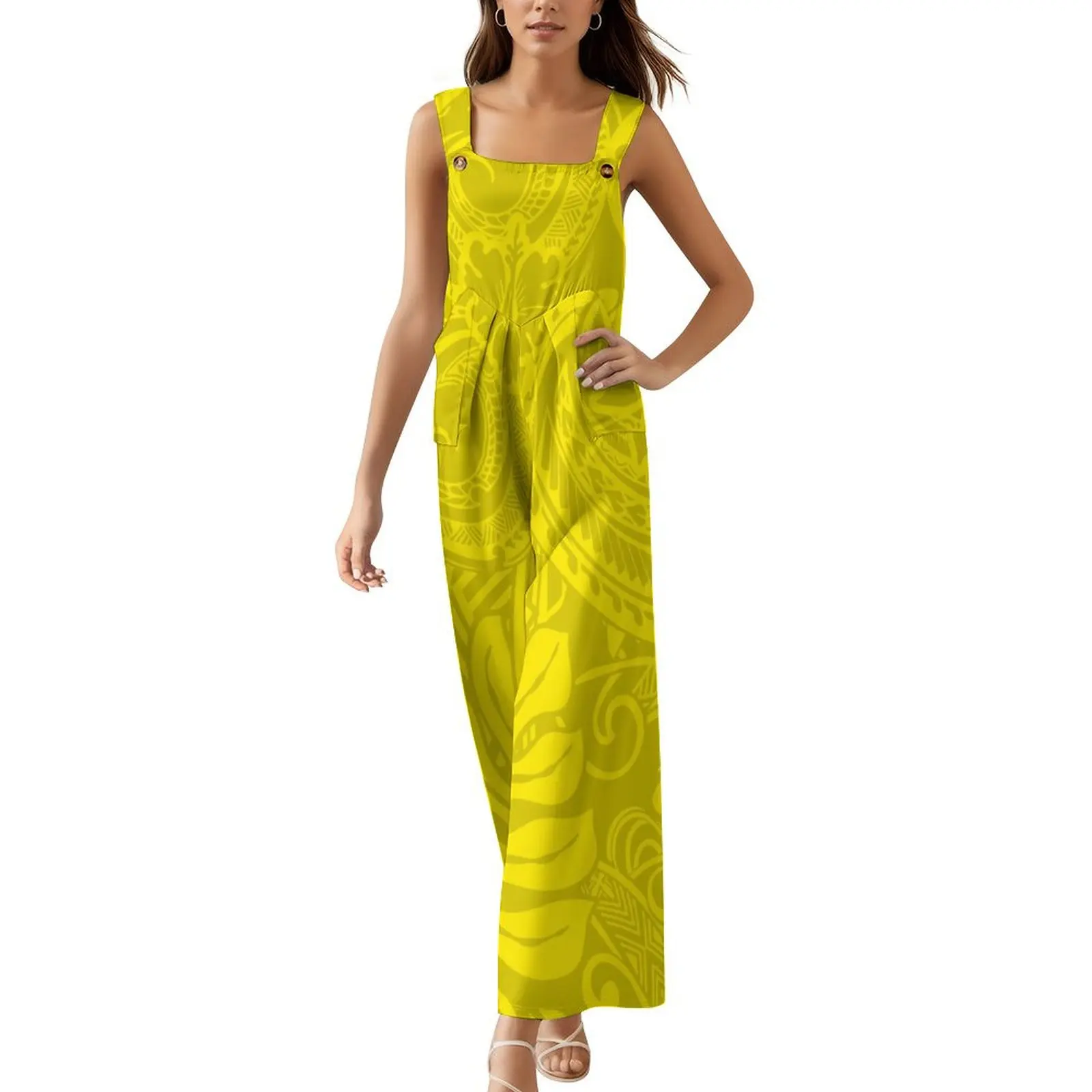 Island Style Hawaiian Floral Print Custom Outfit Women Jumpsuit Sexy Sling Jumpsuits Sexy Long Pant Strap Jumpsuit Lady Rompers