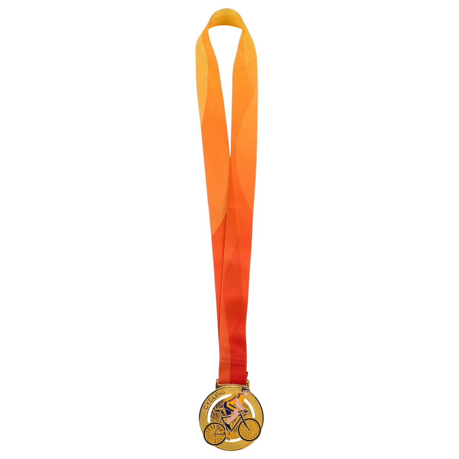 

Cycling Medal Gold Metal Award Neck Ribbon Trophy Durable Stylish School Sports Tournament Biking Competition Adult Student
