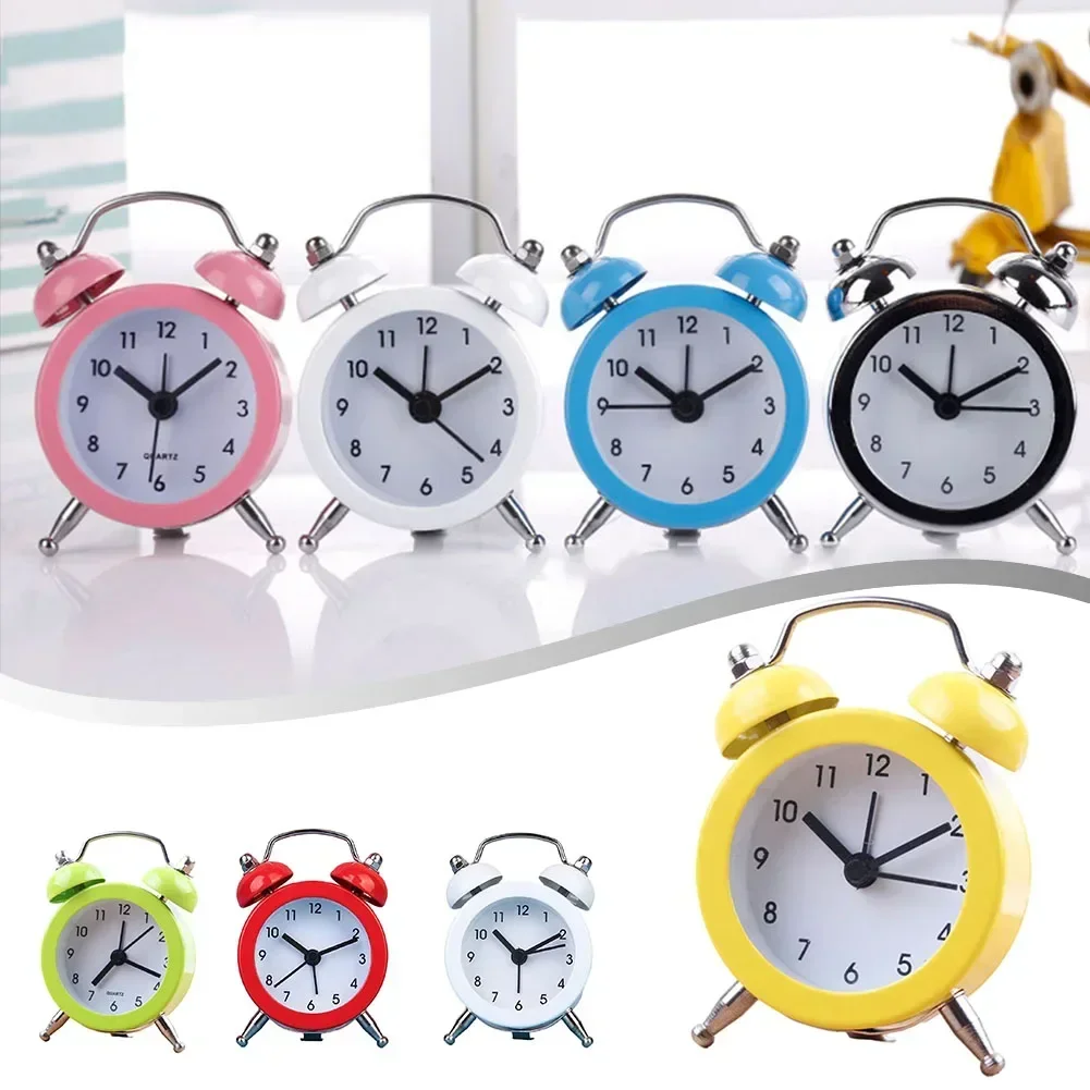 Retro Loud Alarm Clock Double Bell Mechanical Key Wound Silent Pointer Alarm Clock Night Light Clocks Home Decor Wall Clock