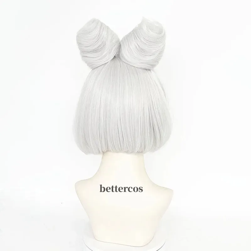 Doce 2025Purah Cosplay Perucas Princesa Zelda Curto Prata Branco Pãezinhos de Alta Qualidade Resistente ao Calor Synthetci Cabelo Anime Peruca +