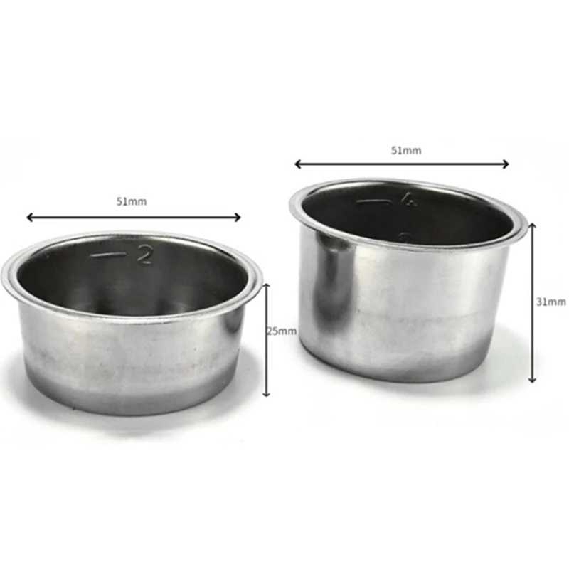 Delonghi 필터용 커피 바텀리스 포타필터, 51mm 교체 필터 바구니 세트, 커피 액세서리, 3 개