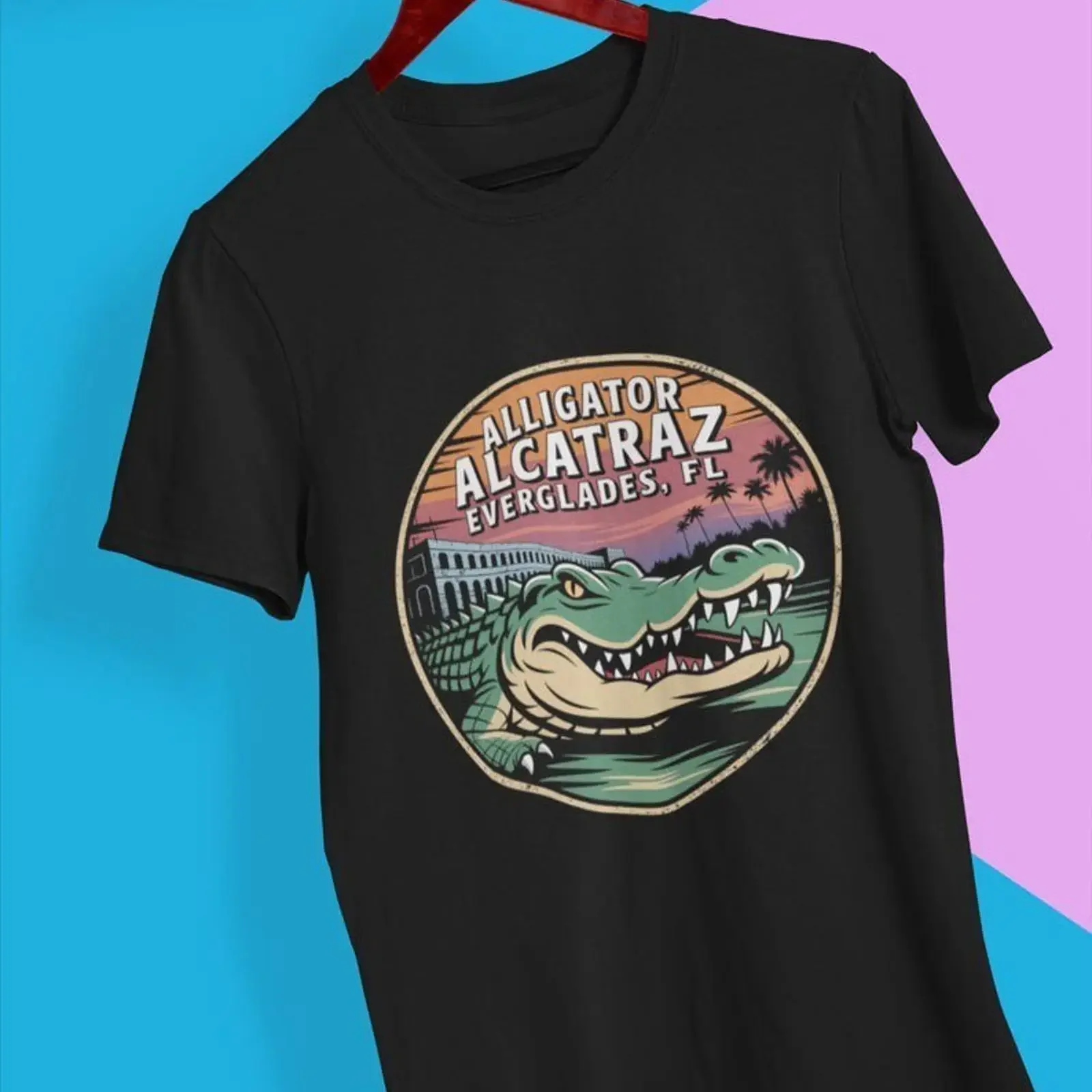 Alligator Alcatraz Everglades T Shirt FL design with swampy attitude vintage Washed Casual Unisex designer clothes Versatile