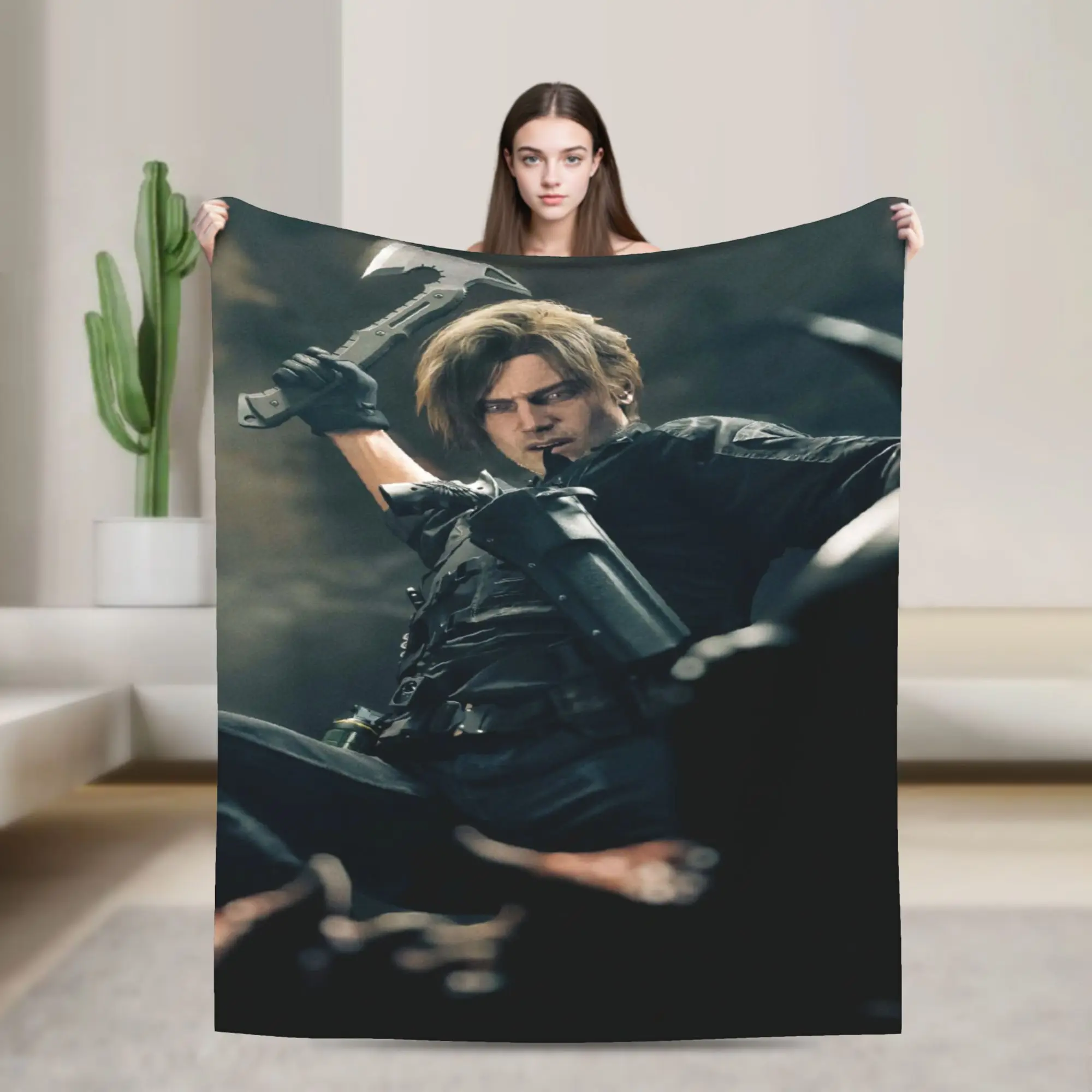 Leon Kennedy Blanket Quality Warm Soft  Throw Blanket Winter Camping Bedroom Aesthetic Bedspread