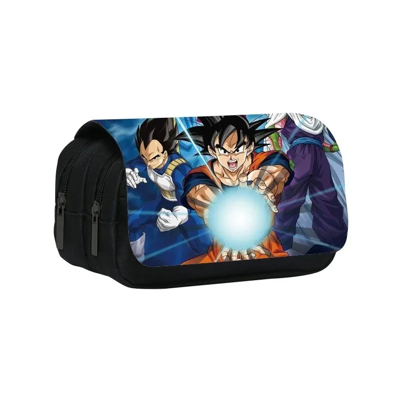 Dragon Ball Goku Vegeta Pencil Case Double-deck Ultra-large Capacity Nylon Anime Pencil Bag Student School Supplies Stationery