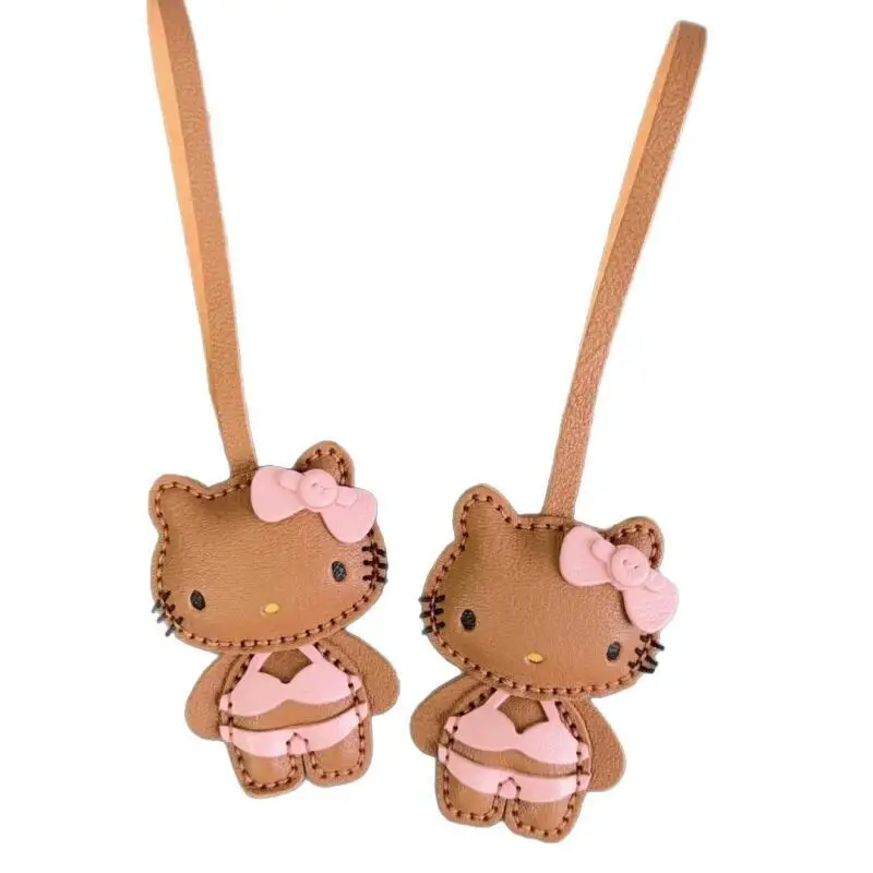 Ciondolo per borsa Hello Kitty Cartone animato dolce Zaino di fascia alta Portachiavi per cellulare Catena appesa in pelle Regalo di compleanno per ragazze