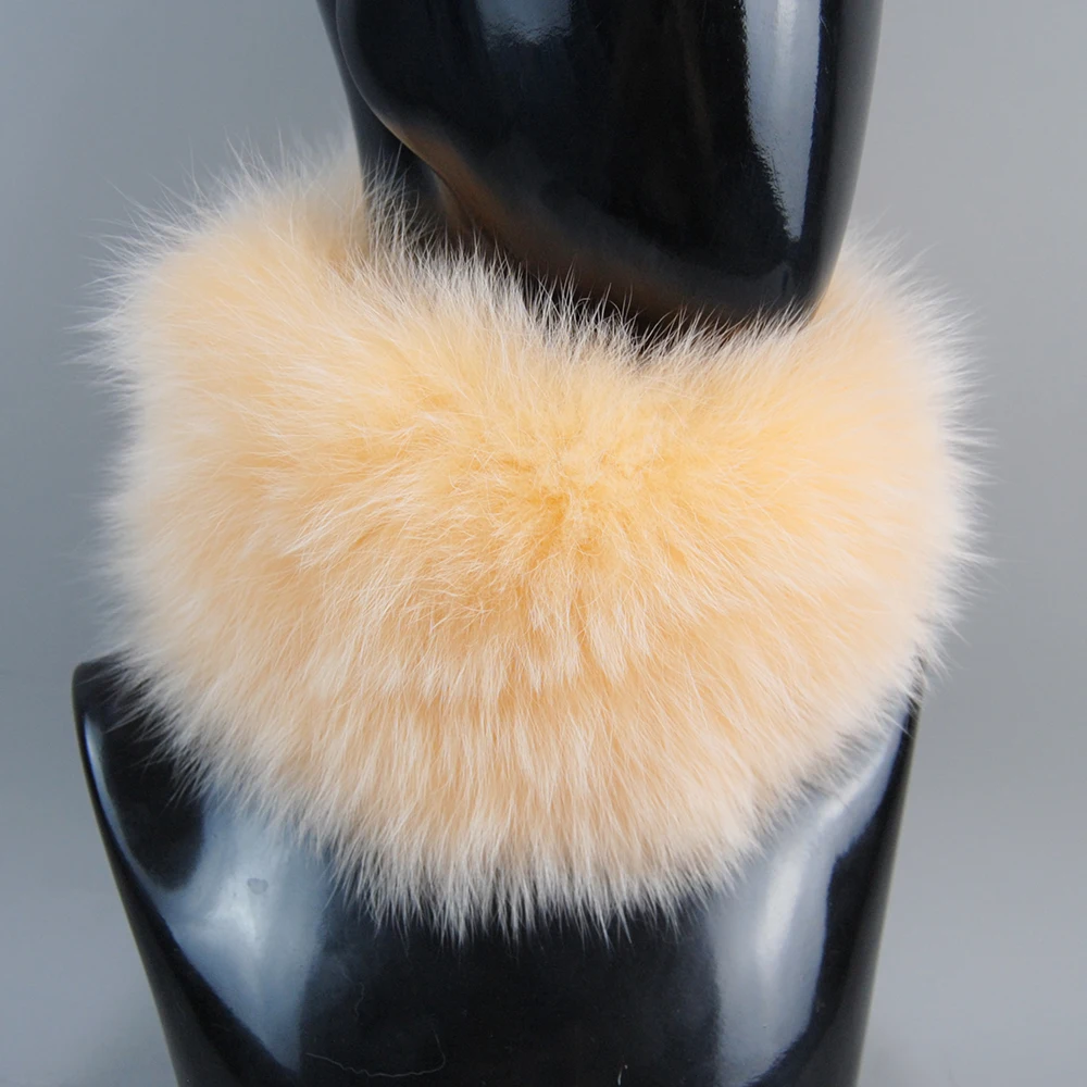 Hot Sale Brand Women Real Fox Fur Scarf Girls Warm Soft Knitted Good Elastic Real Fox Fur Headband Natural Fox Fur Ring Scarves