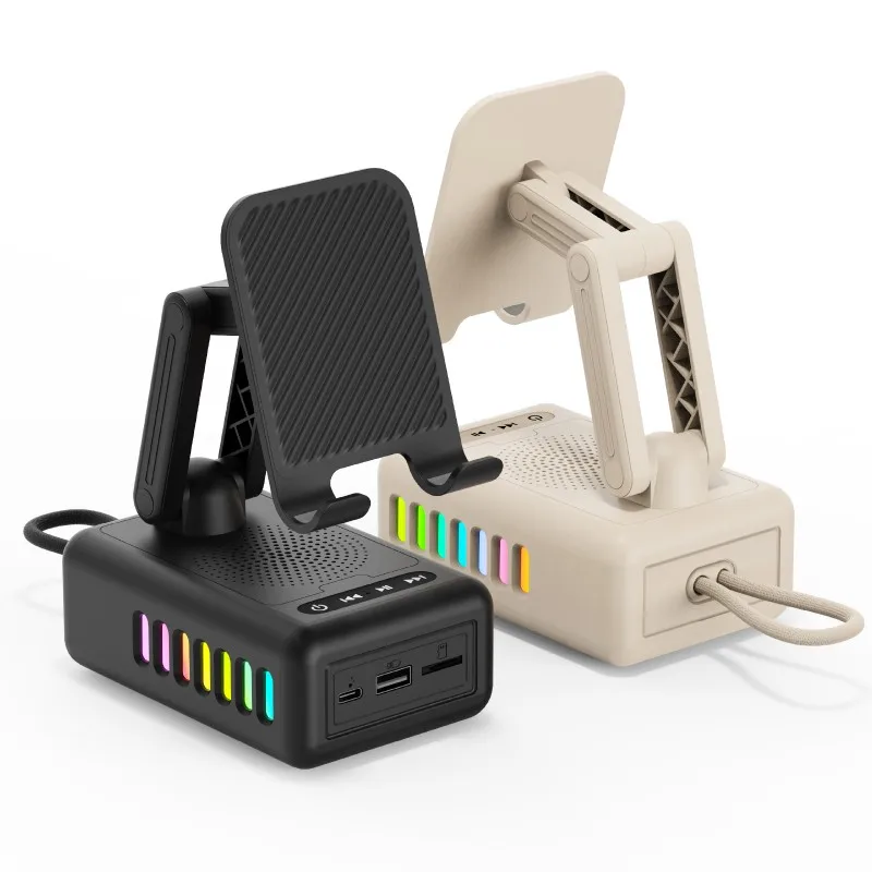 NewRixing 6W Kabellose Lautsprecher mit Telefonhalter, mobiler Powerbank, TWS, USB, TF, RGB-Beleuchtung, eingebautem Mikrofon, Freisprechfunktion. – Detail 10