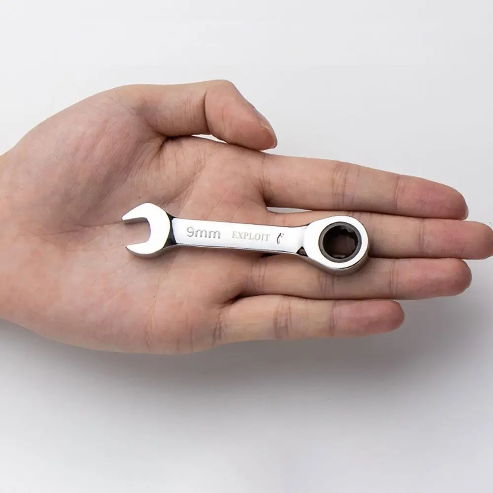 1Pcs New 6-19mm Ratchet Socket Spanner 72 Teeth Reversible Combination Stubby Single Wrench Short Handle Steel Nut Repair Tool