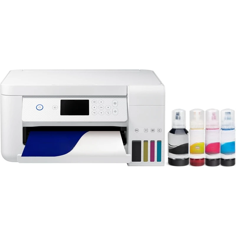 Wireless Color All-in-One Cartridge-Free Supertank Printer with Scan, Copy and Auto 2-Sided Printing - White, Medium