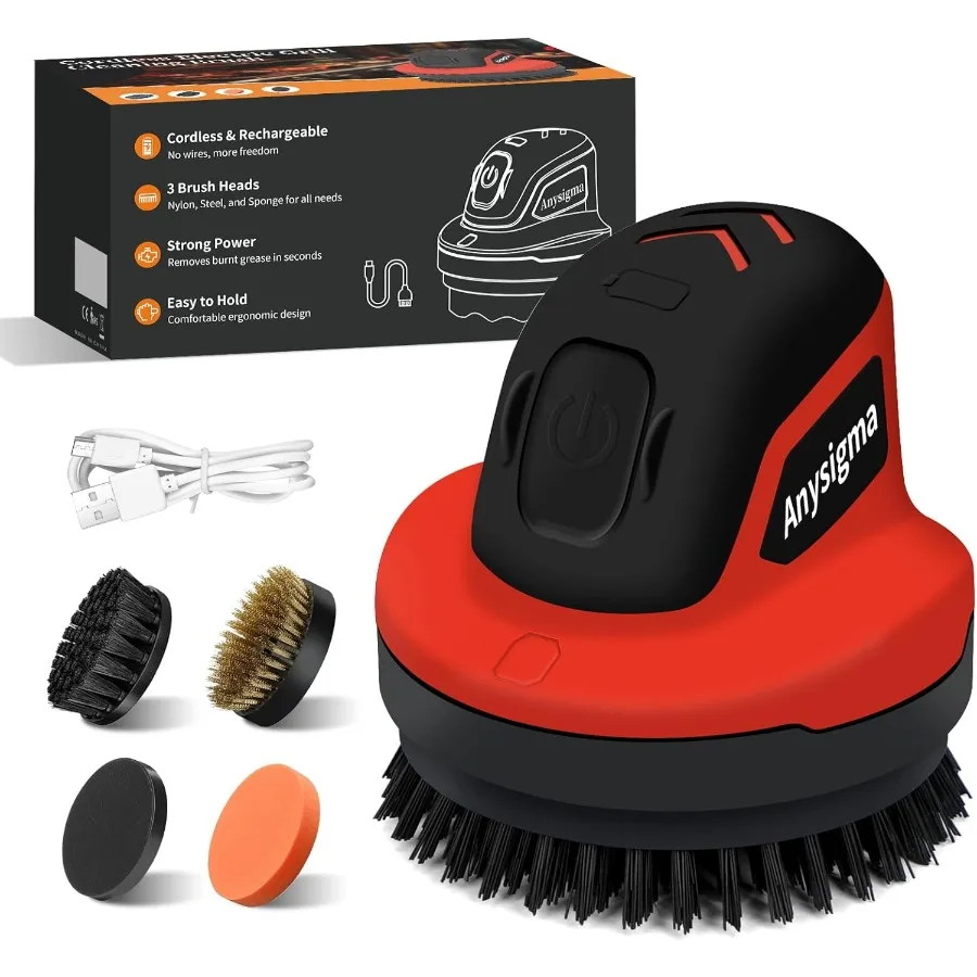 

Cordl Electric Grill rus wit Replaceale eads-Powerful Recarale Grill Cleang Tool Kit for QCar atroom Red