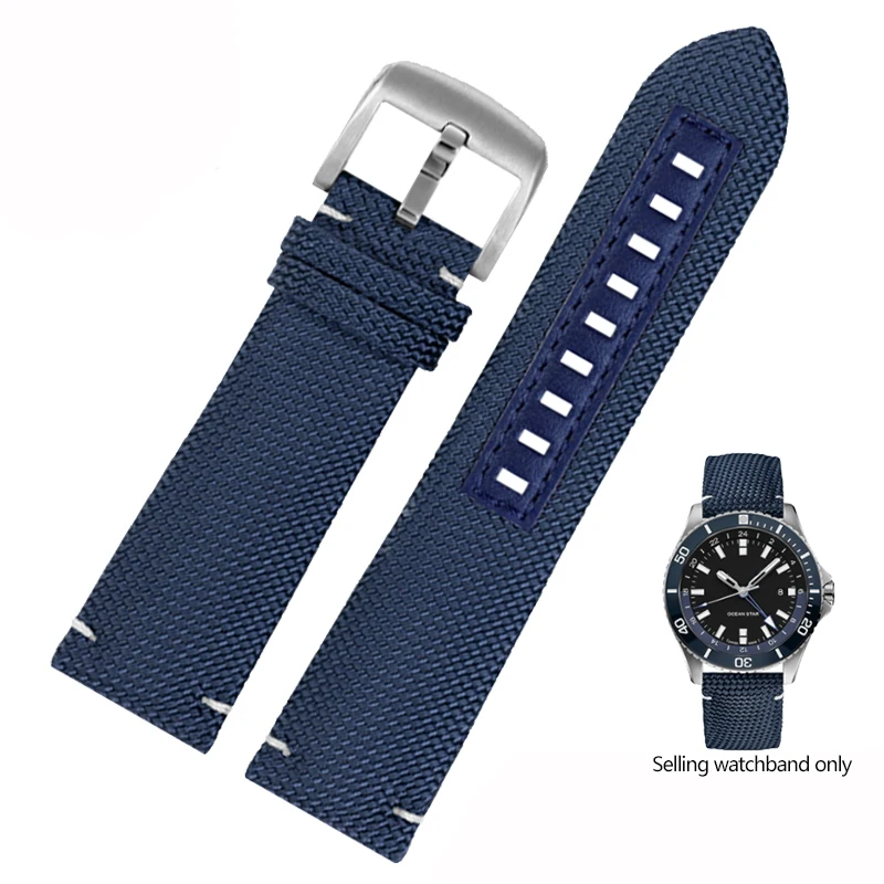 For Mido Navigator M026.629 Nylon Leather Watch Strap Ocean Star M042 M042.430 Men\'s Citizen Watch Bracelet Black Blue 22mm