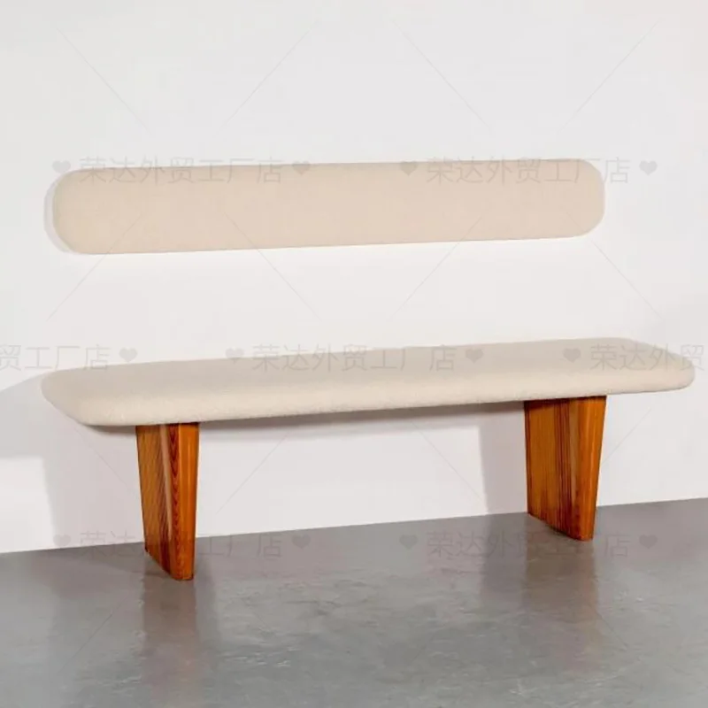 Solid wood bench restaurant with backrest, can be used for separate dining table and chairs, double three person cloth