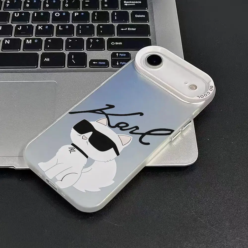 الكرتون كول K-Karls لطيف القط قضية الهاتف آيفون 17 16 15 14 13 12 11 برو ماكس الهواء ماتي الليزر أورورا للصدمات جراب هاتف #4