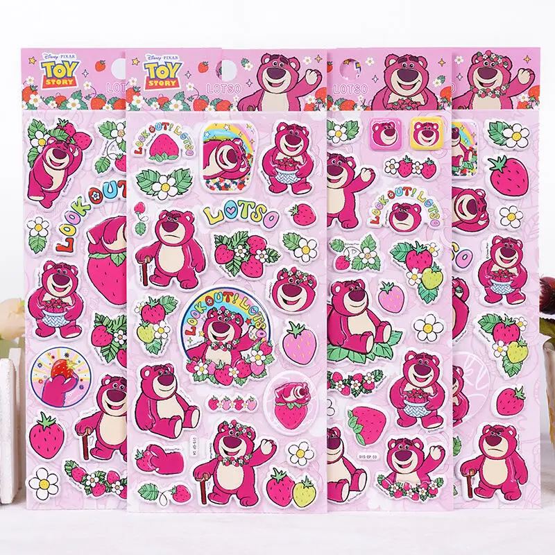 Kawaii disney lotes-o '-huggin urso 3d adesivos criativos dos desenhos animados estudante recompensa adesivo caso de telefone decoração presente de aniversário da menina