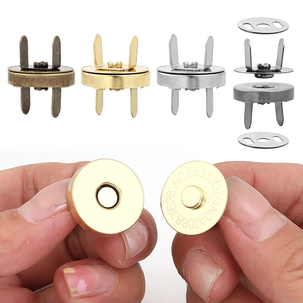 10sets Iron Round No Sew Magnetic Snap Buttons Purse Bag Magnetic Clasp Fasteners for  Handbag Wallet DIY Hardwear Accessories