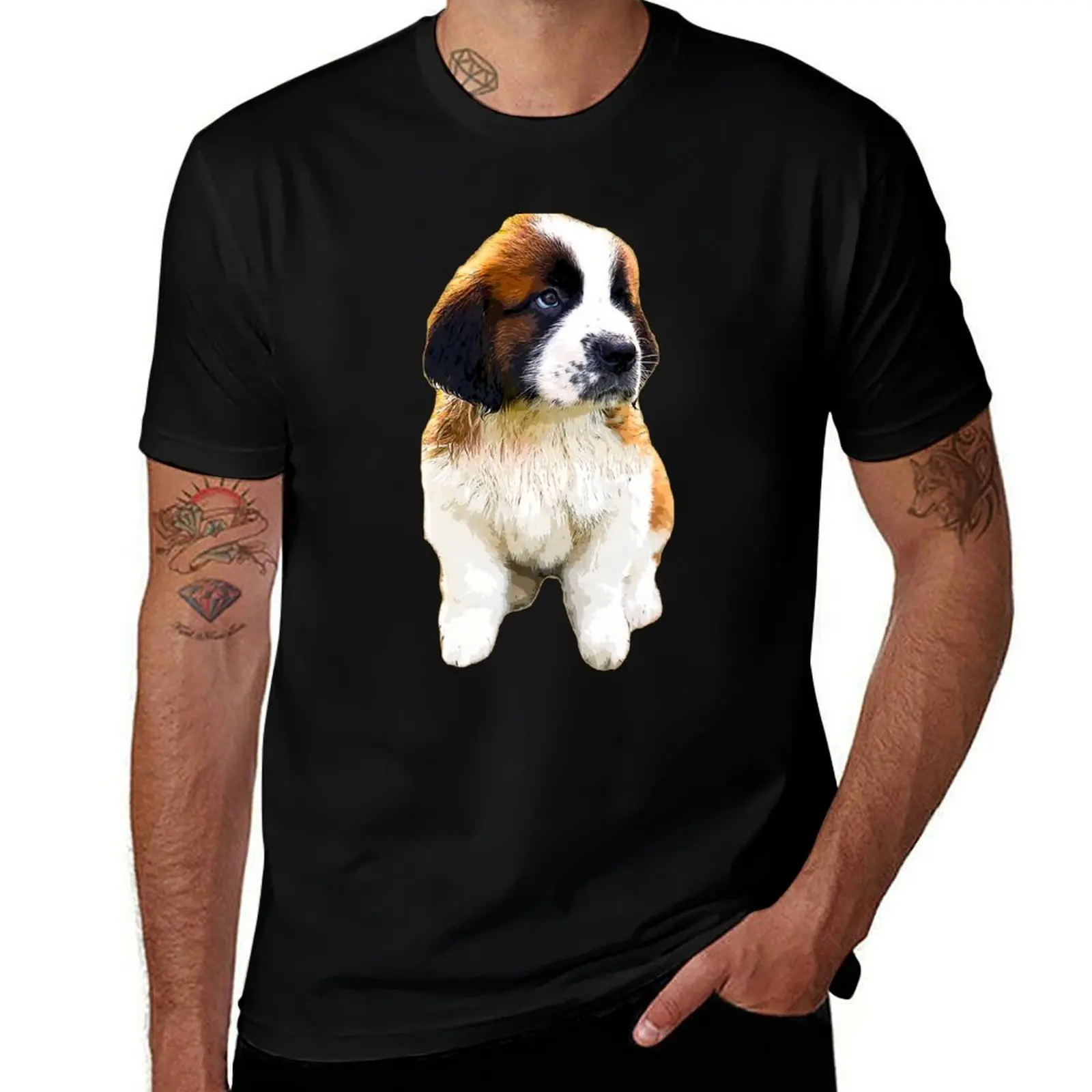 

St Bernard Cute Puppy Dog T-Shirt t shirts for man graphic vintage man t shirt designer T-Shirt