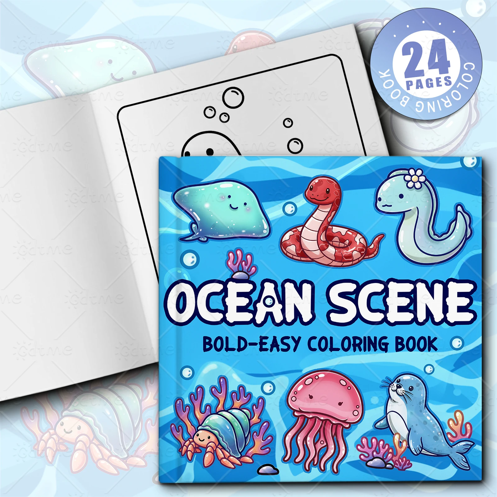 OCEAN SCENE Bold-easy Patterns Coloring Book for Adults Cute Drawing Book Perfect Gift for Party and Birthday