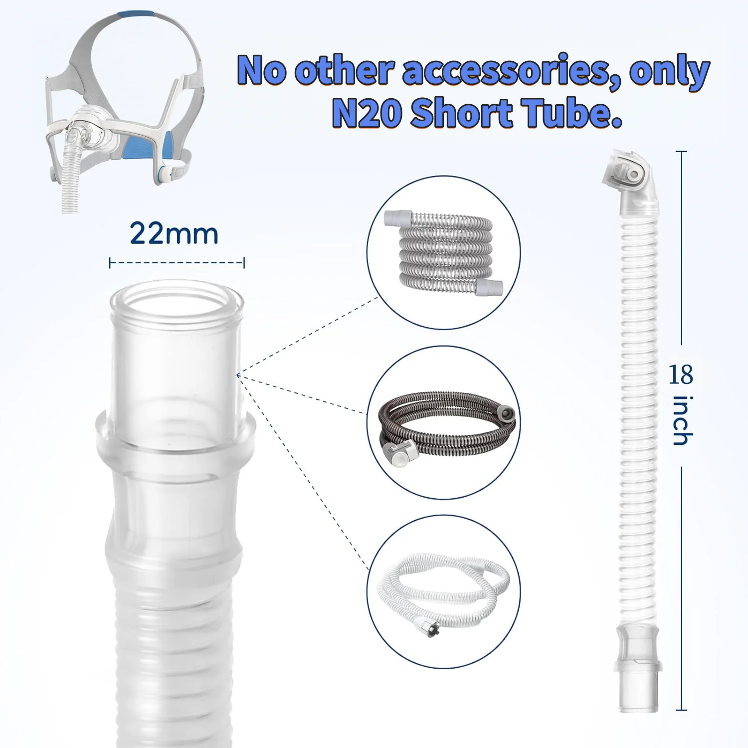 Replacement Short Tube Compatible with Airfit N20 & Airtouch N20 Cpap Mask Cpap Supplies and Accessories