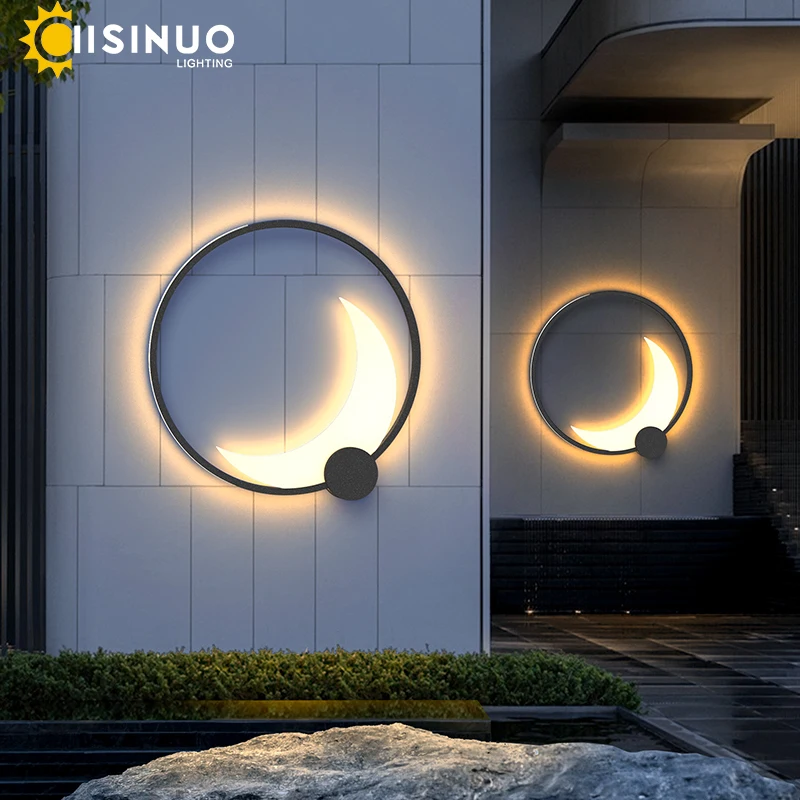 Outdoor Lights Creative Round Moon Lamp Waterproof IP65 Stainless Steel Lighting for Garden Street External Wall Sconces 96 240V