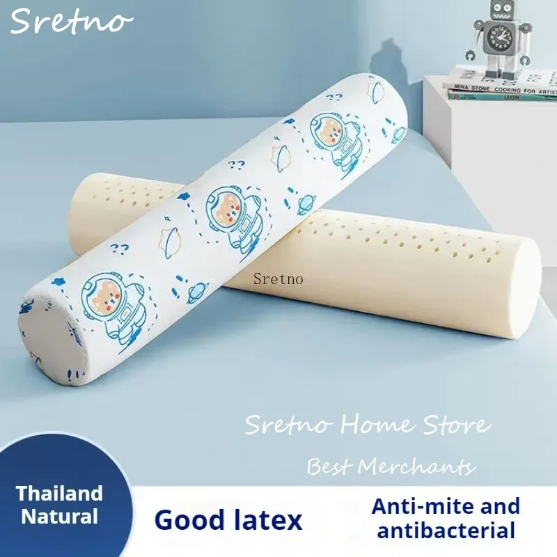 

Thailand Natural Latex Cylindrical Pillow Sleeping Children Adult Prone Sleeping Pillow Removable and Washable Cotton Pillowcase