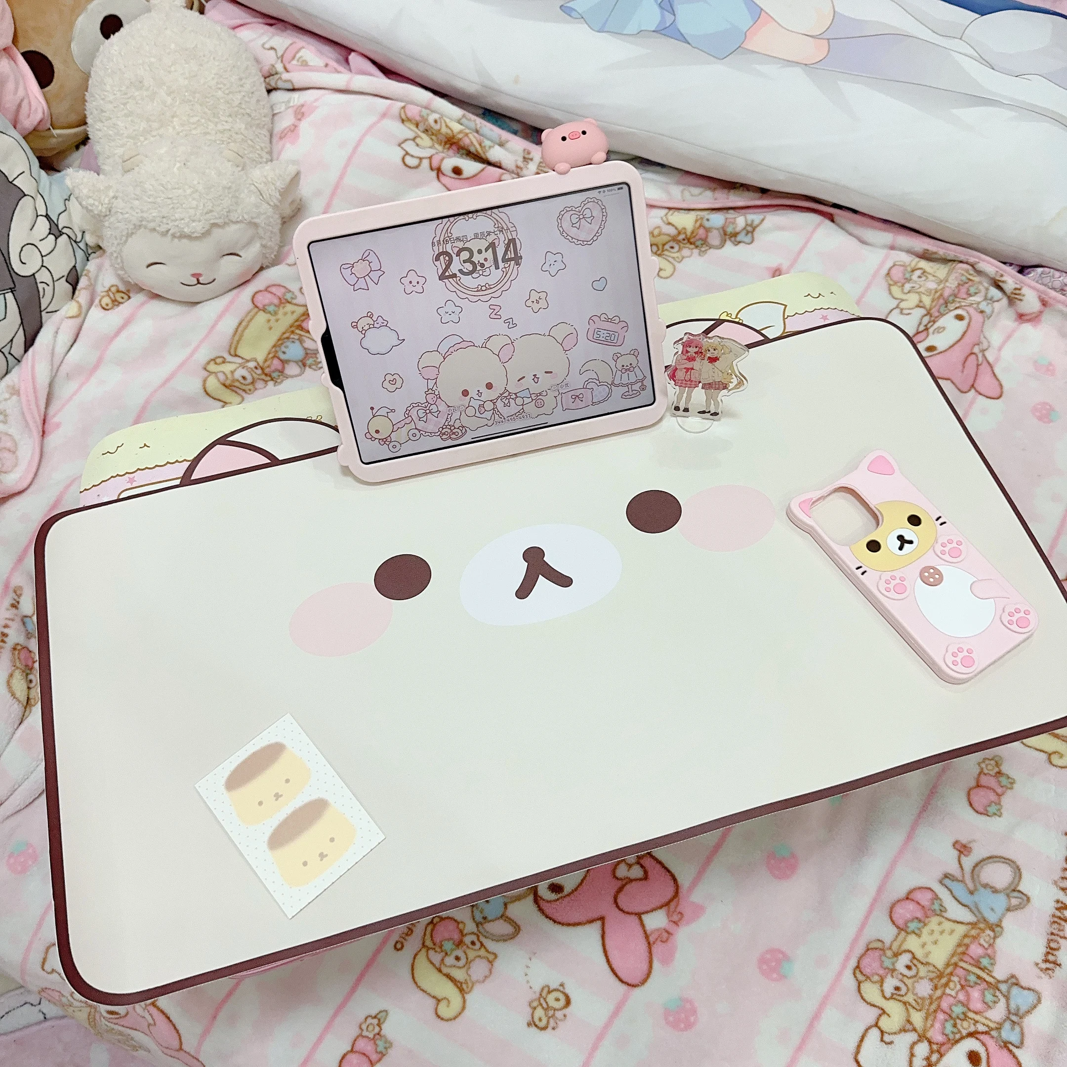 Kawaii Bear Mouse Pad Table Mat Oversized Leather Non-slip Office Learning Desk Pad Ins Style Cute Girl Computer Keyboard Pad