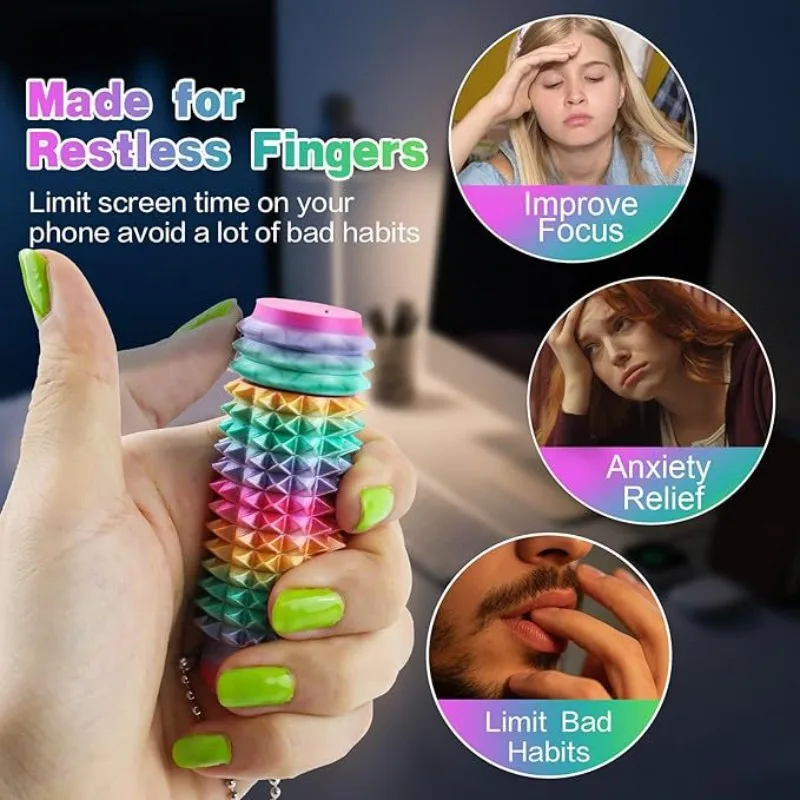 "Porta-chave sensorial tátil |   Brinquedo de alívio de ansiedade sem BPA com aderência espetada, ferramenta portátil de alívio de estresse para mesa de escritório "