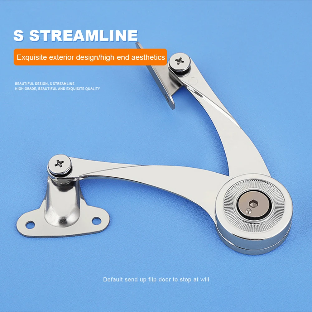 Support Hinge Lid Stay with Soft Close Lid Lift Up Stay Buffer Damper Adjustable Stop in Any Position for Wardrobe Cabinet