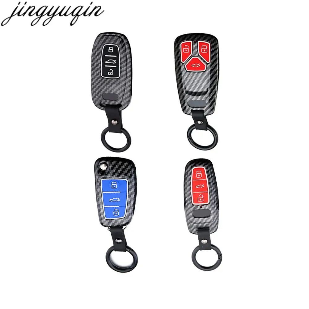 

Jingyuqin Carbon Fiber ABS Silicone Key Cover Case For Audi A3 A4 A4L A5 A6 A6L A7 A8 A8L Q2L Q3 Q5 Q5L Q7 Q8 19-20 Remote Car